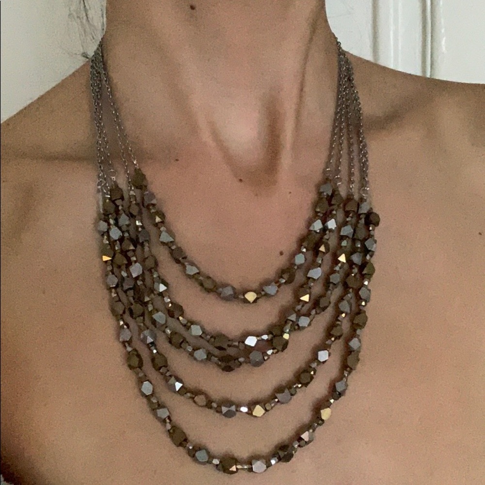 Anthropologie multi chain silver + gold necklace